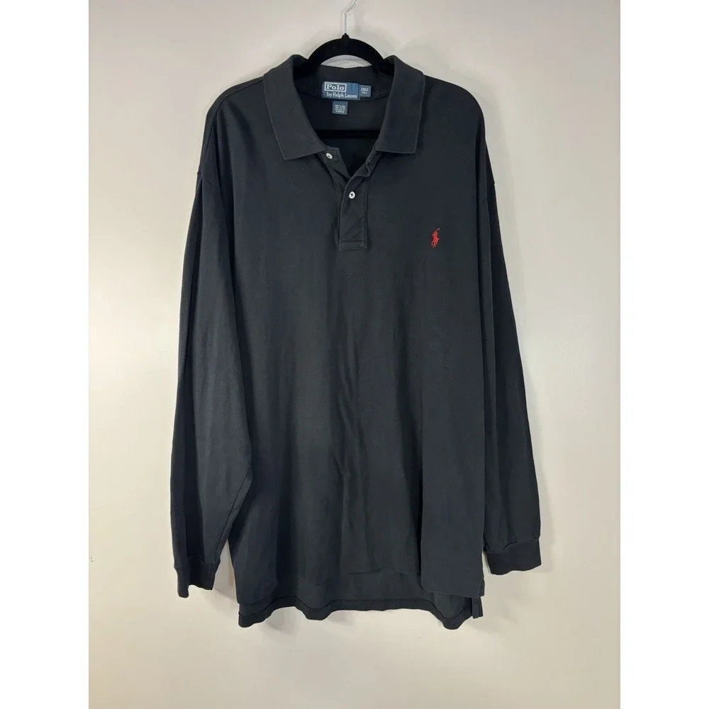 Vintage Polo Ralph Lauren Black Long Sleeve Polo Shirt Size 2XL Tall‎